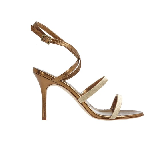 Manolo Blahnik Shoes - MANOLO BLAHNIK Lidia 90 bronze sandals shoes 39